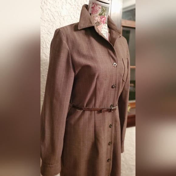 Sophisticated Long Sleeve Brown Dress - Picture 4 of 11